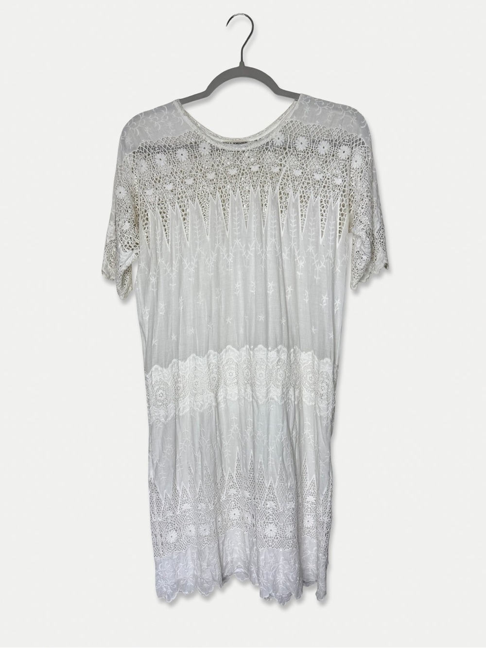 Ulla Johnson White Embroidered Lace Cotton Mini Dress Size 6